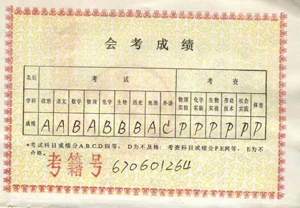 宝鸡渭滨中学高中毕业证书样本图片一览