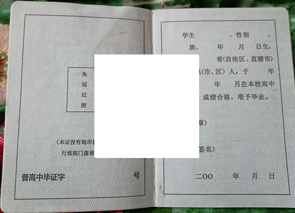 2012年南宁沛鸿民族中学毕业证样本