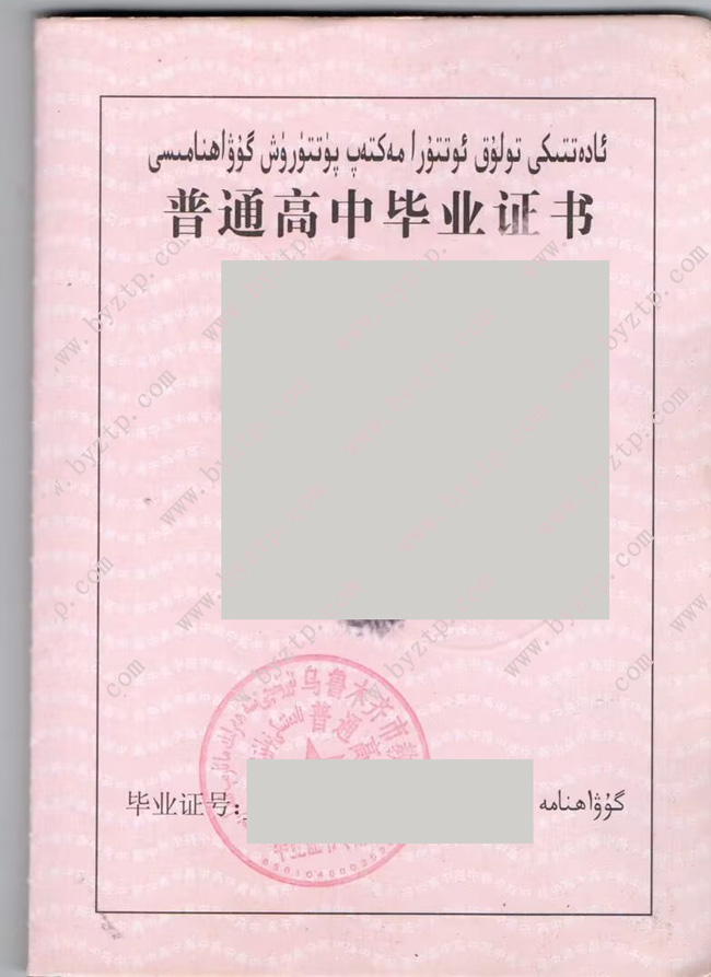 乌鲁木齐市第20中学2007年高中毕业证书样本图